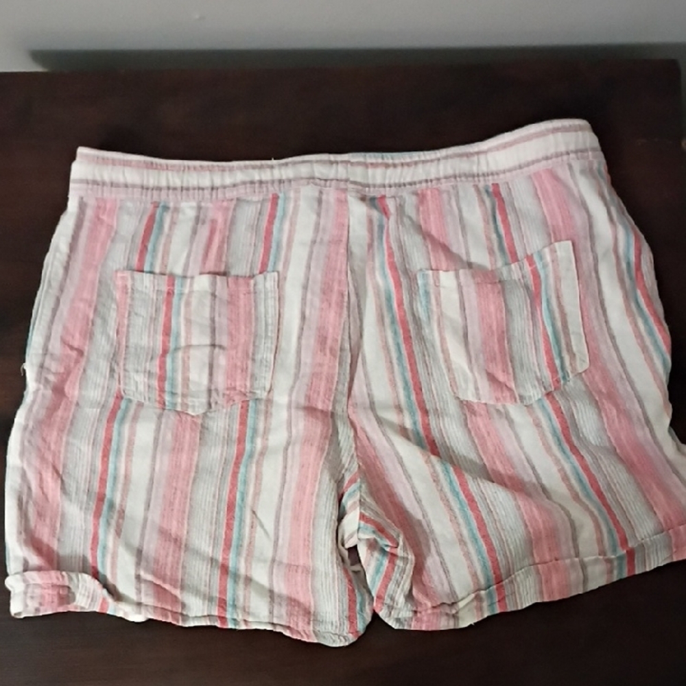 Women's Pink Striped Drawstring Bermuda Shorts - Picture 5 of 5